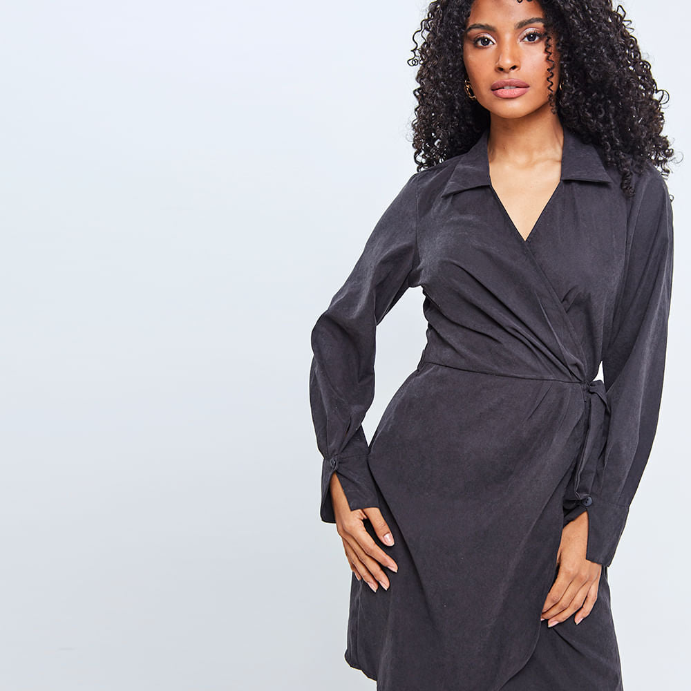 Chemise Manga Longa Preto