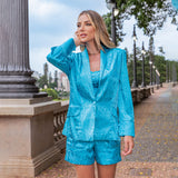 Conjunto Cetim Shorts Azul