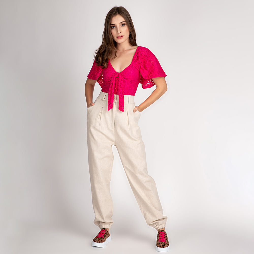 Cropped Renda  Pink