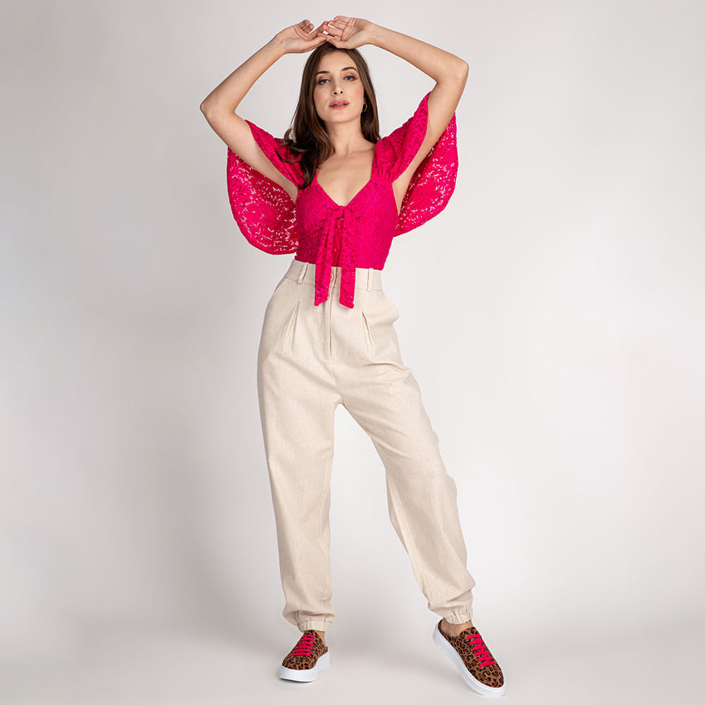 Cropped Renda  Pink