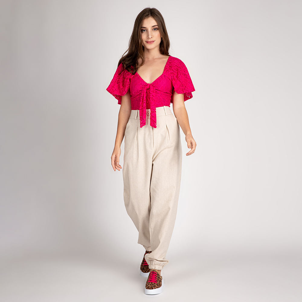 Cropped Renda  Pink