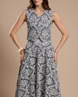 Saia Renda Assimétrica Cinza