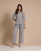 Calça Renda Pantalona Cinza