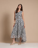 Saia Renda Assimétrica Cinza