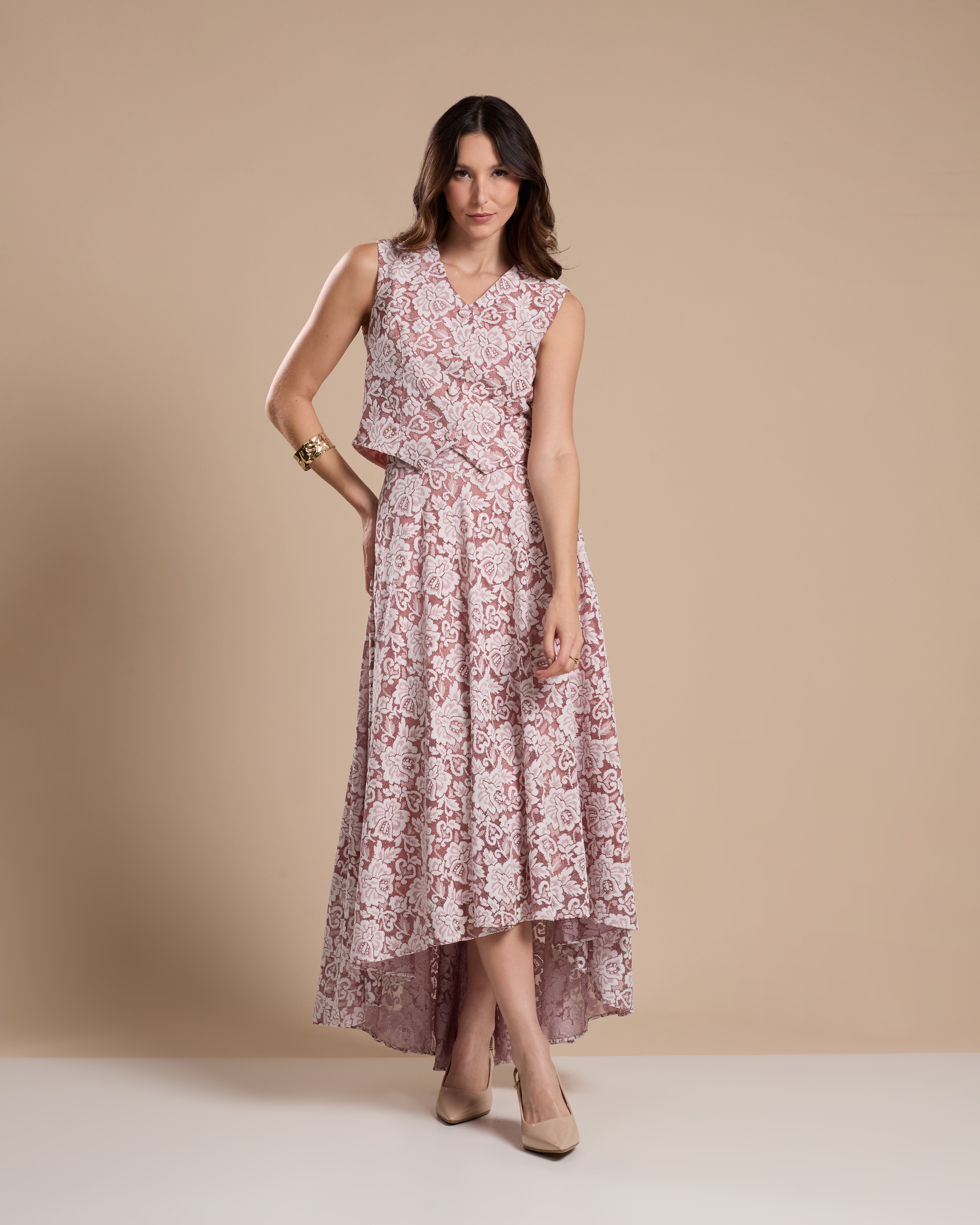 Colete Alfaiataria Renda Rosa