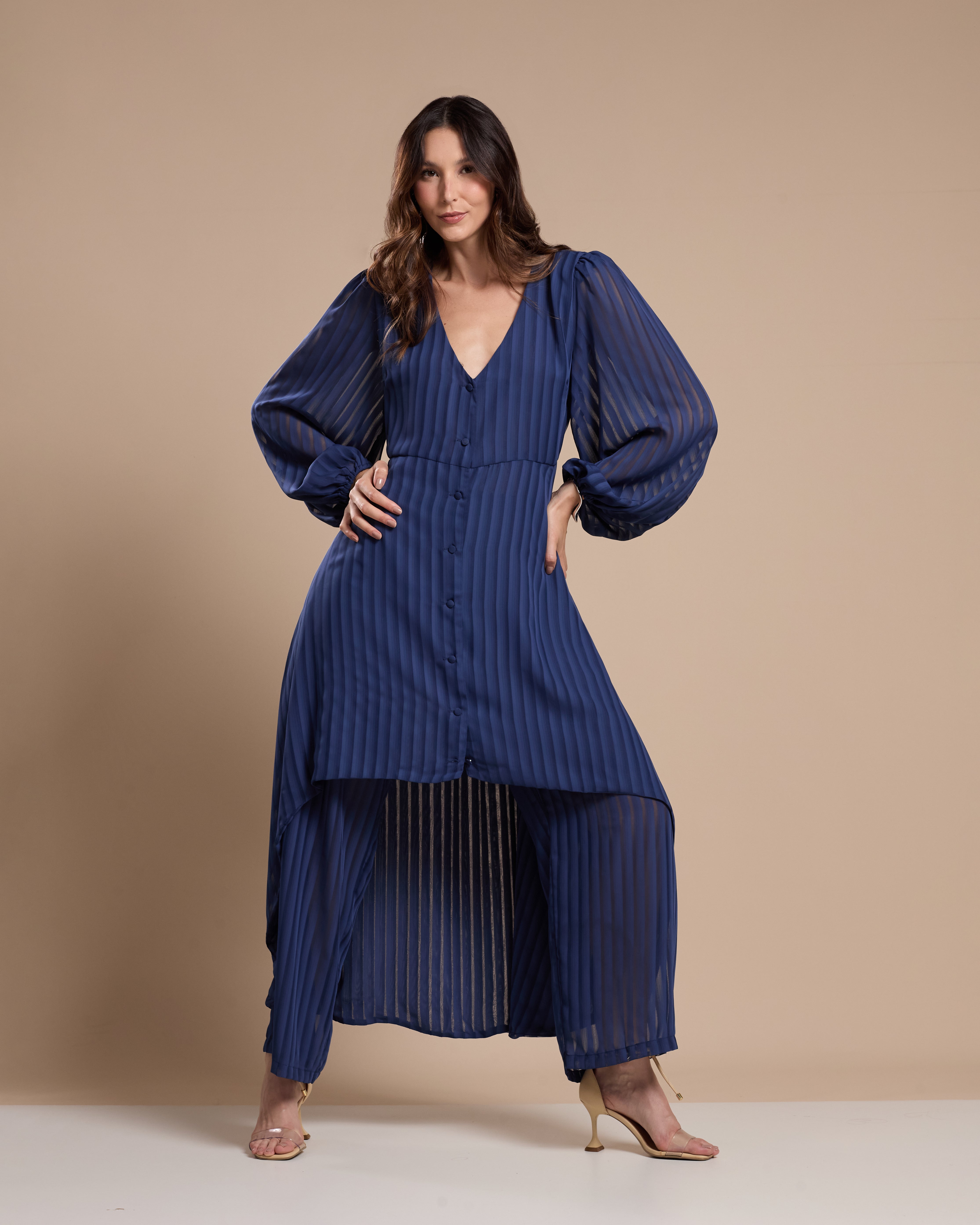 Calça pantalona azul marinho