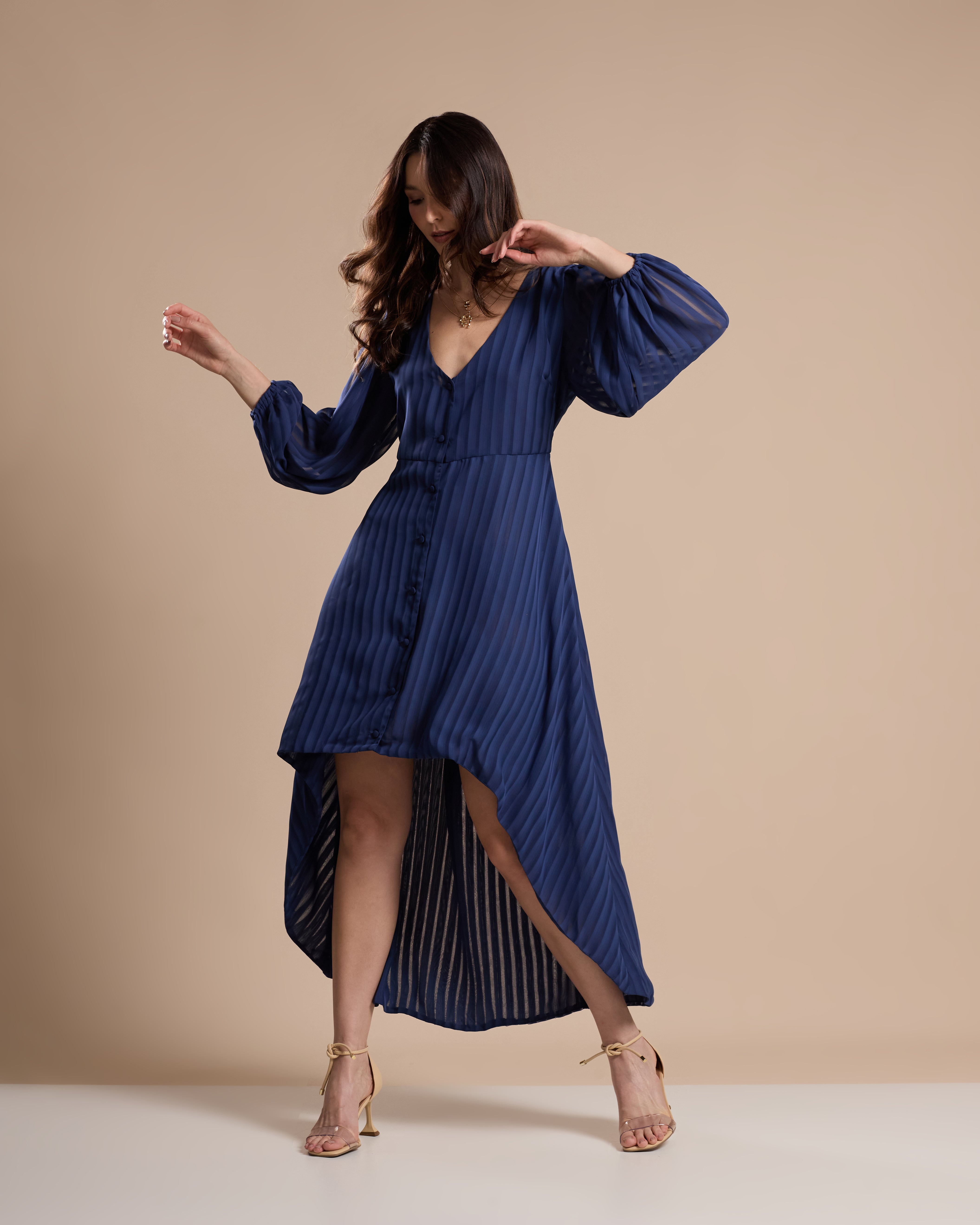 Vestido mullet azul marinho