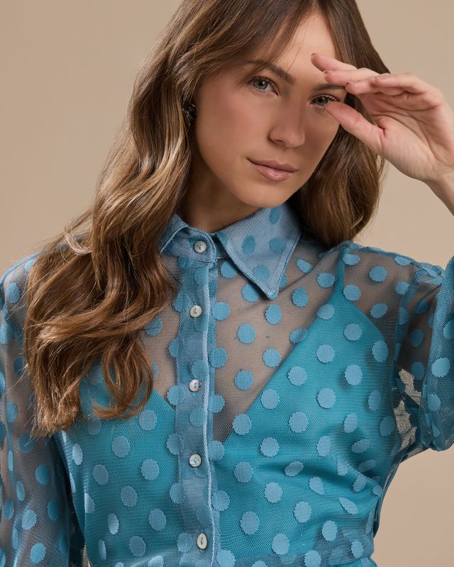 Conjunto Poá Elegante Azul