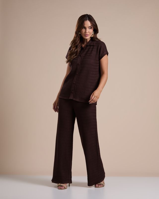 Conjunto Tricot Model Marrom