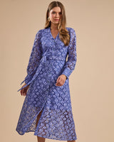 Vestido Midi Renda Flowers Azul