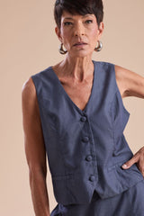 Colete Alfaiataria Micro Estampa Azul