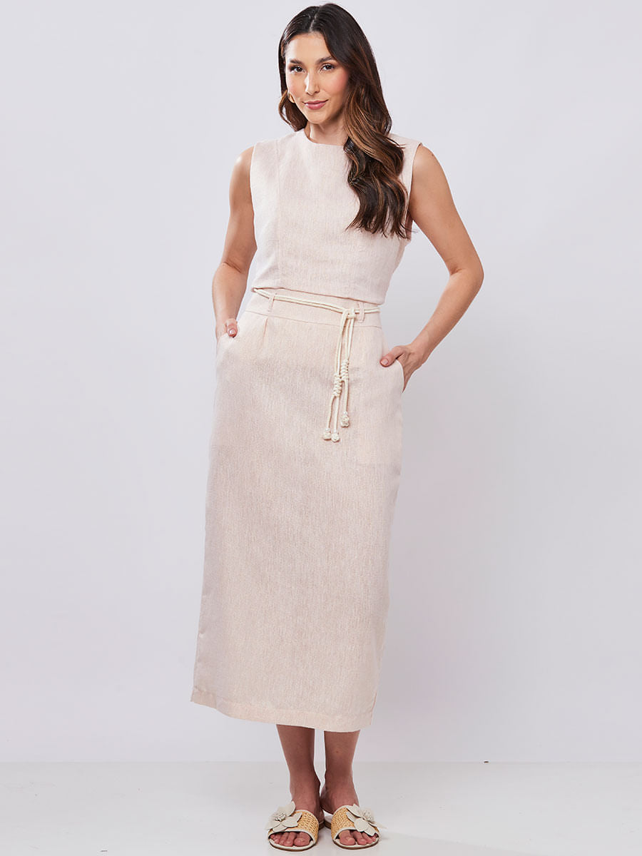 Regata Linho com Fio de Lurex  Nude