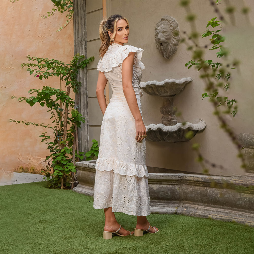 Saia Babados Laise Offwhite