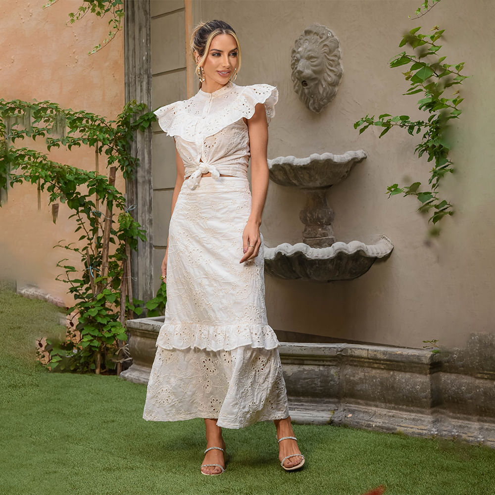 Saia Babados Laise Offwhite