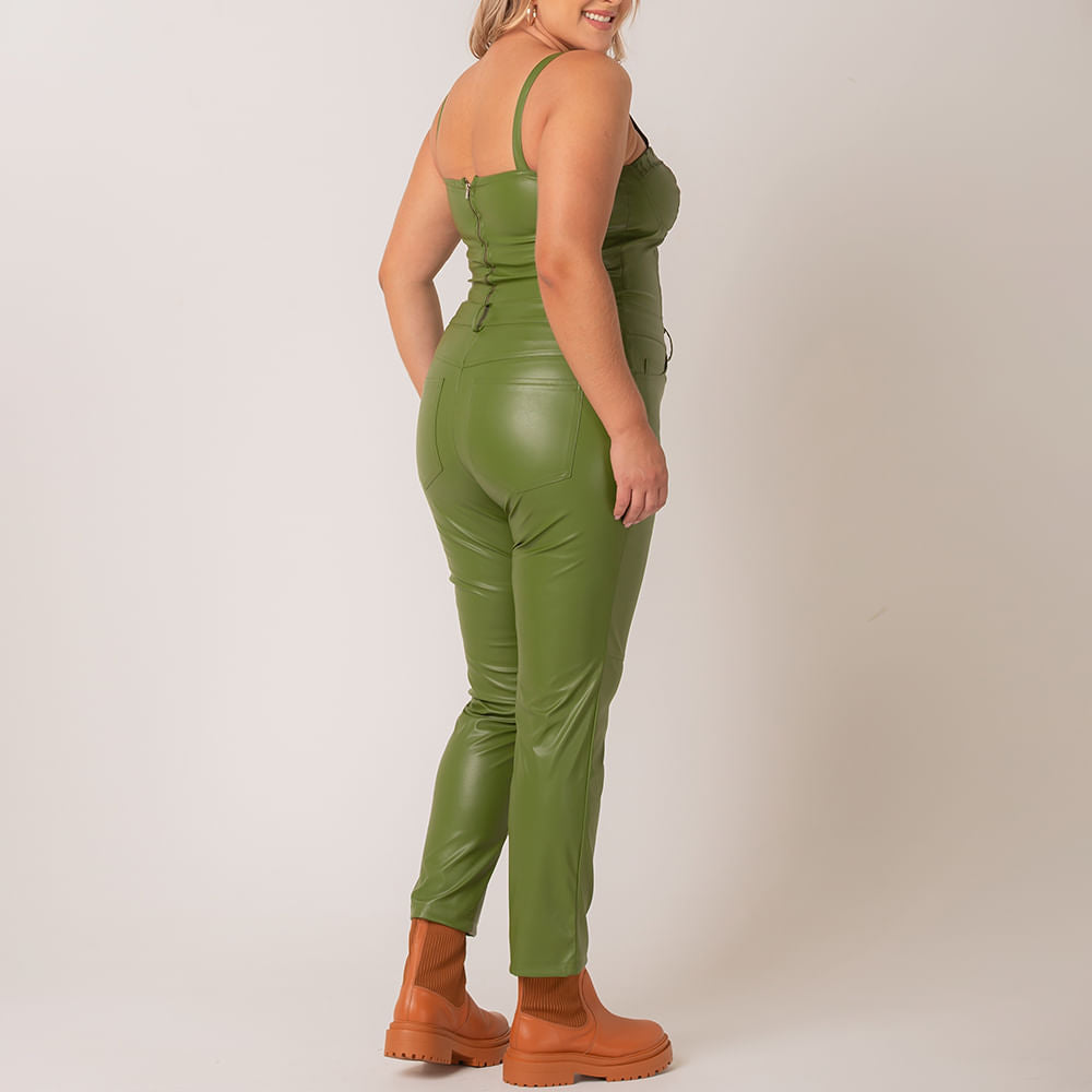 Top Couro Poliuretano  Ziper Verde