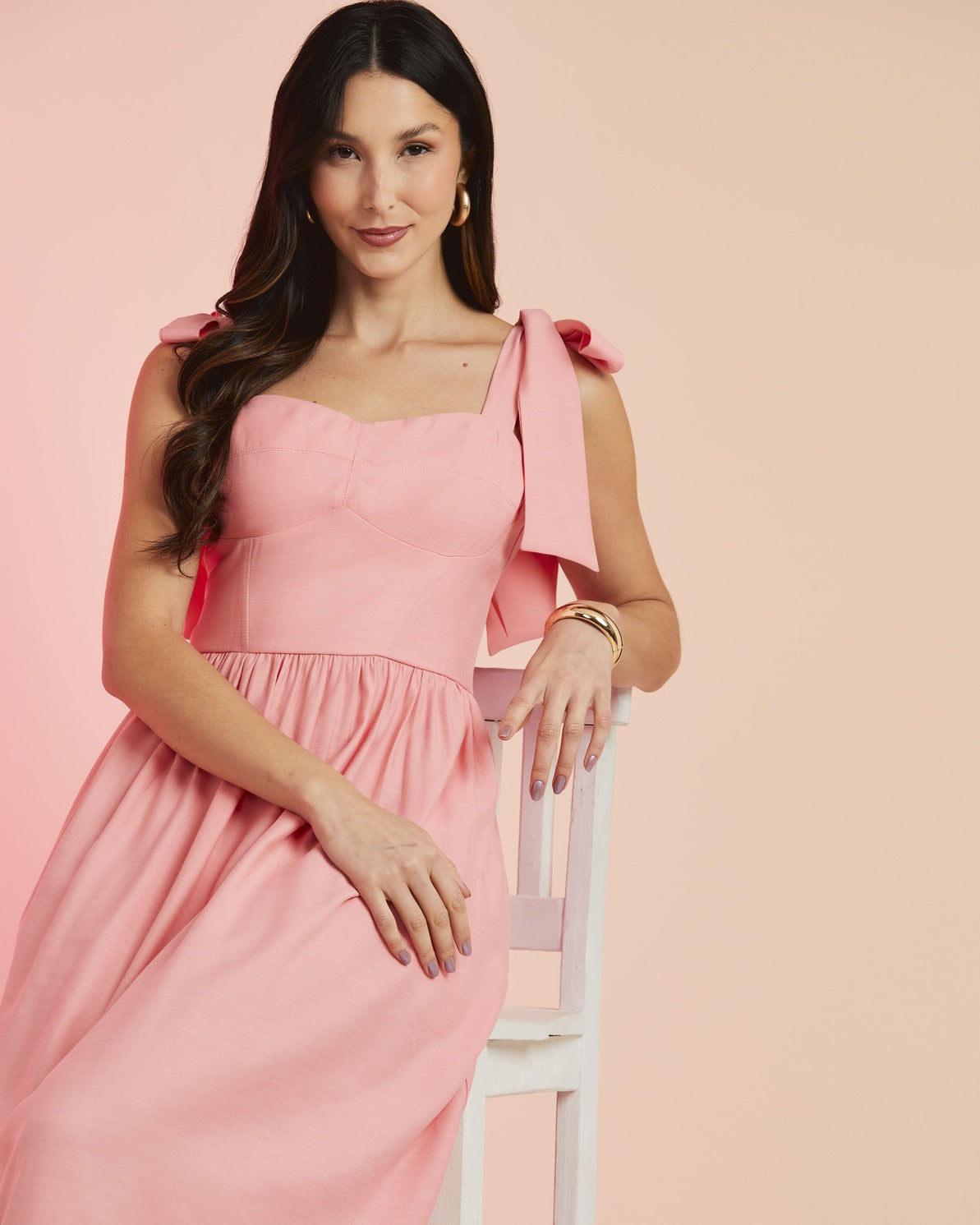 Vestido Midi Laço Rosa