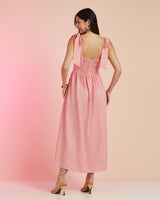 Vestido Midi Laço Rosa