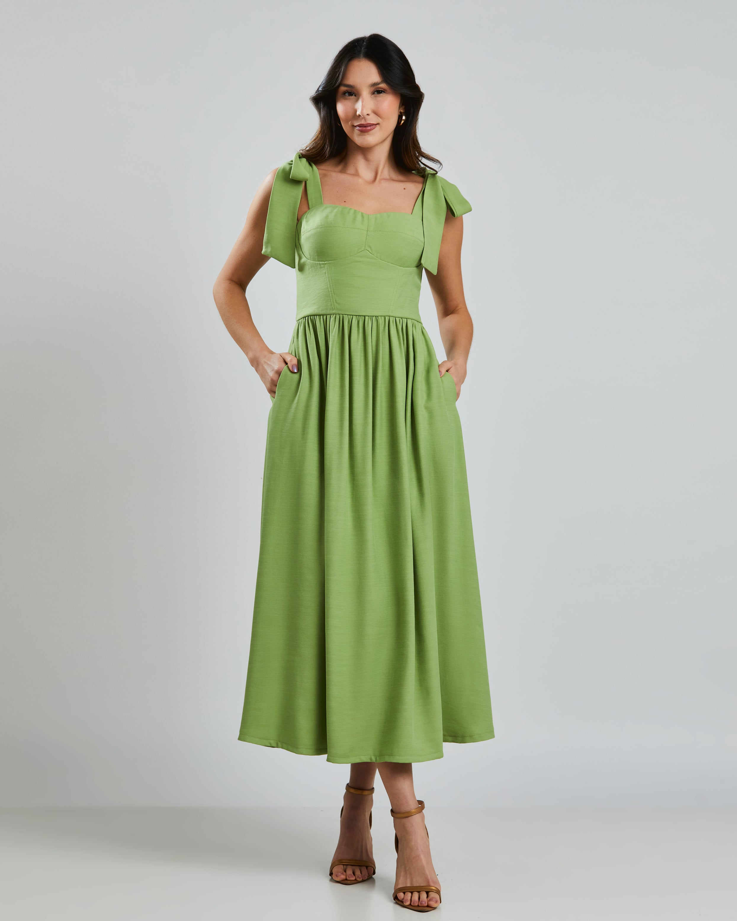 Vestido Midi Laço Verde