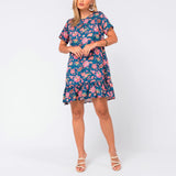 Vestido Crepe com Babado Floral