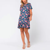 Vestido Crepe com Babado Floral