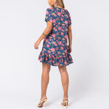 Vestido Crepe com Babado Floral