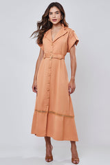 Vestido Longuete Alfaiataria Camel