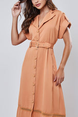 Vestido Longuete Alfaiataria Camel