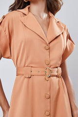 Vestido Longuete Alfaiataria Camel
