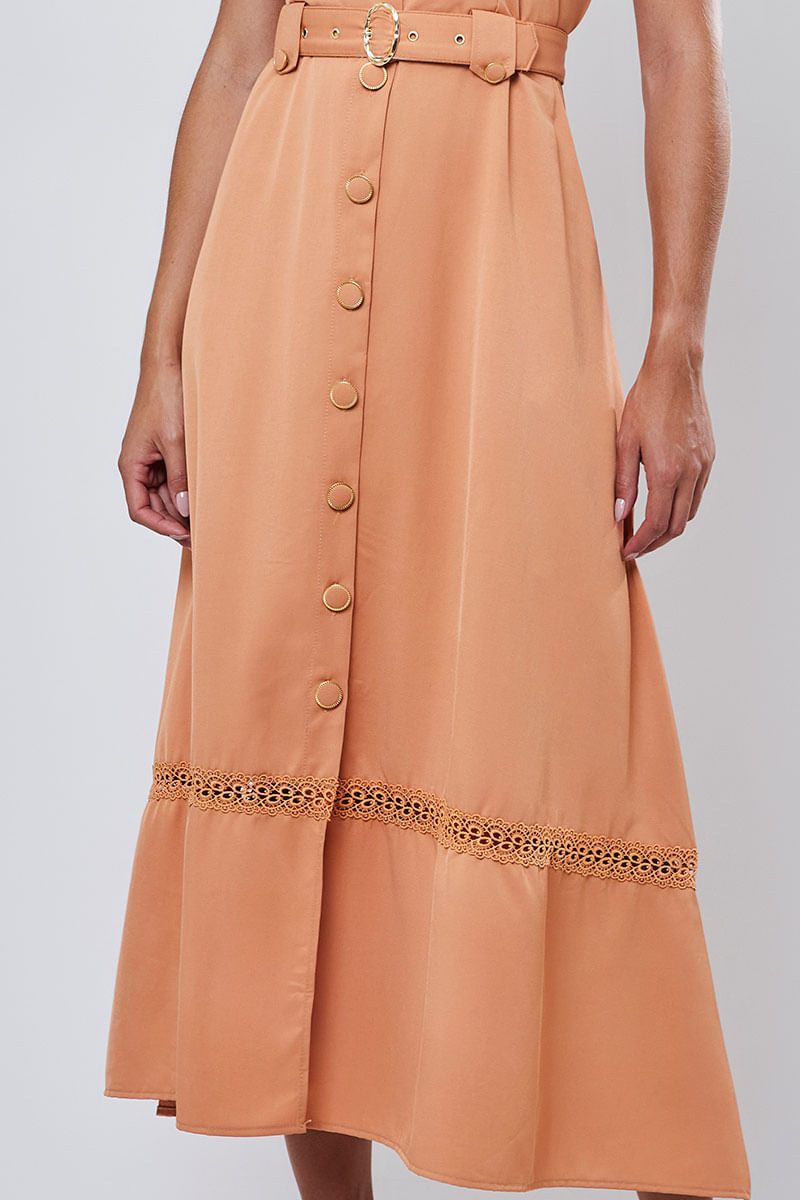 Vestido Longuete Alfaiataria Camel