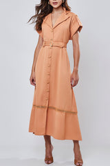 Vestido Longuete Alfaiataria Camel