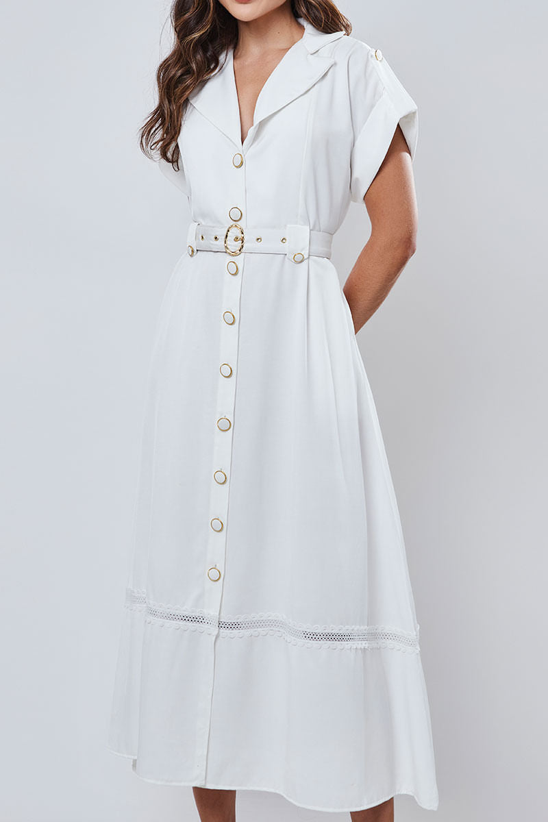 Vestido Longuete Alfaiataria Offwhite