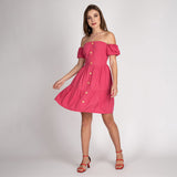 Vestido Curto Ombro a Ombro Rosa