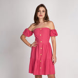 Vestido Curto Ombro a Ombro Rosa