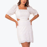 Vestido Laise Recortes Offwhite