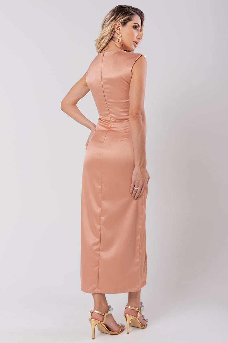 Vestido Midi Alfaiataria Premium Caramelo