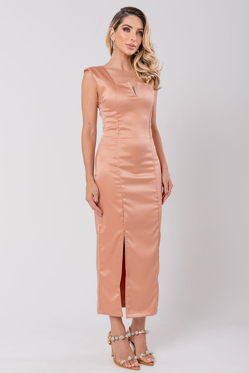 Vestido Midi Alfaiataria Premium Caramelo