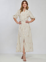 Vestido Laise Bordado Longuete Bege