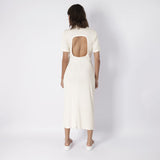 Vestido Gola Polo Longuete Offwhite