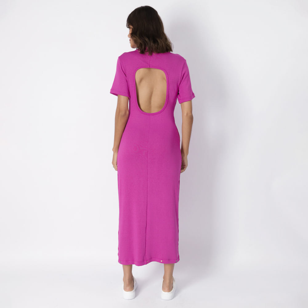 Vestido  Gola Polo  Longuete  Pink