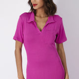 Vestido  Gola Polo  Longuete  Pink