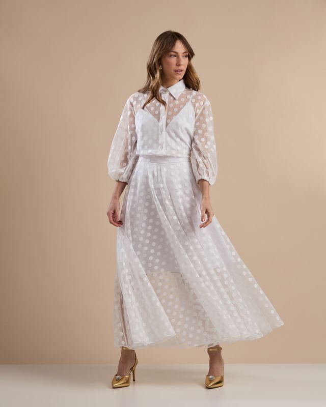 Conjunto Poá Elegante Off White