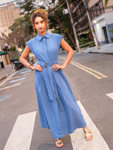 Vestido Longo Muscle Algodão Azul