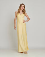 Vestido Cetim Longo Liso Amarelo