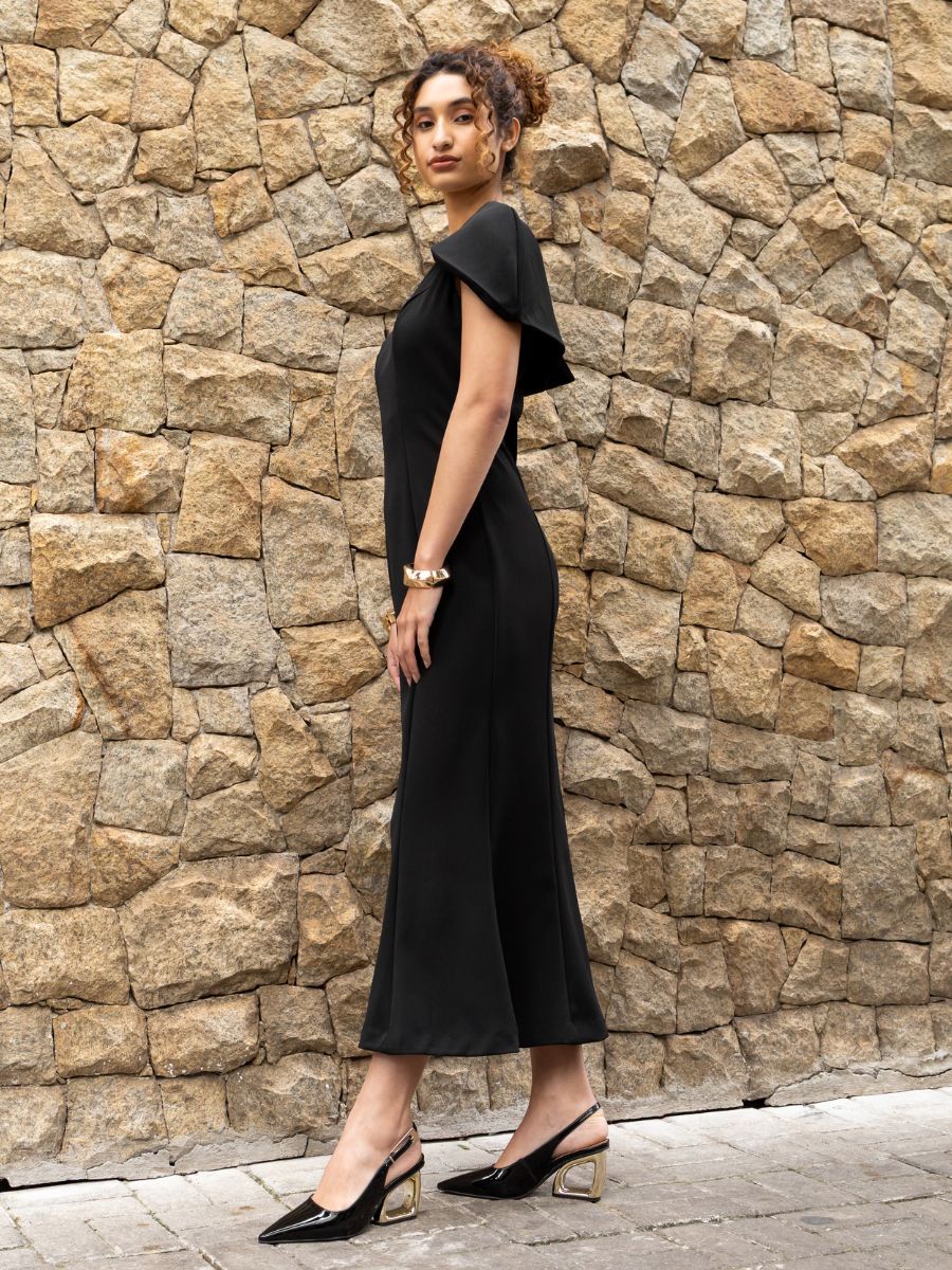 Vestido Longo Capa Preto