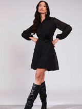 Vestido Curto Tecido 3D Preto