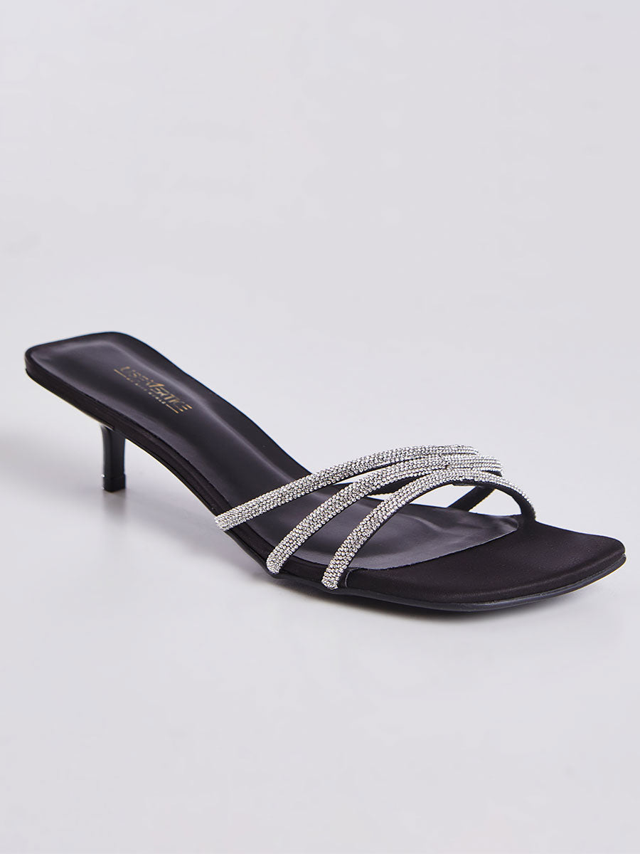 Sandalia Mule Feminino Salto Pequeno Preto