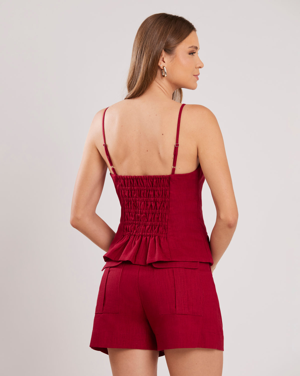 Conjunto  Short e Colete Vinho