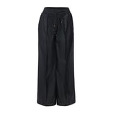 Calça Pantalona Cós Alto Cintura Elástico  Preto