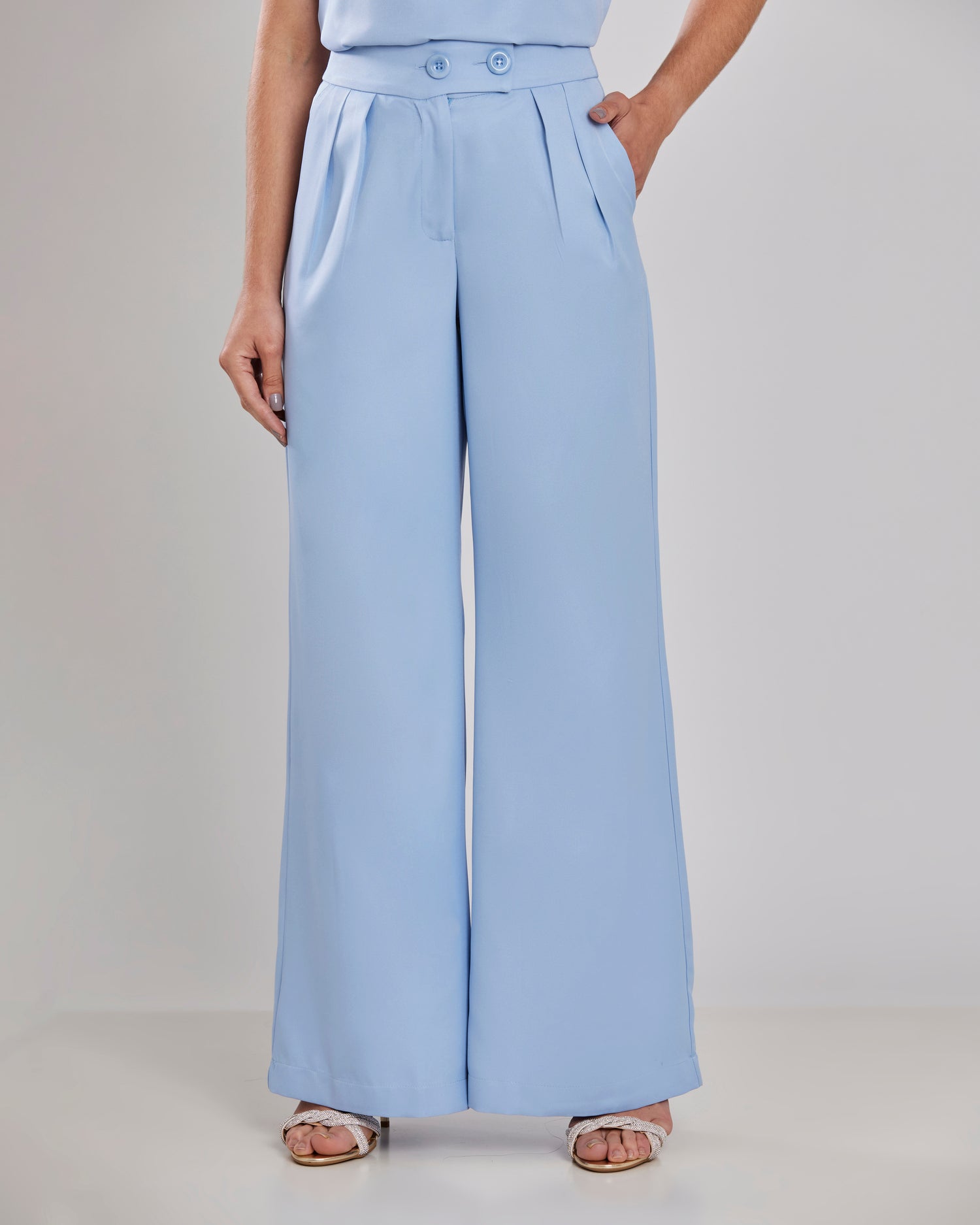 Conjunto Regata e Calça Pantalona Azul