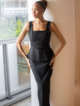 Blusa Peplum Alfaiataria Preto